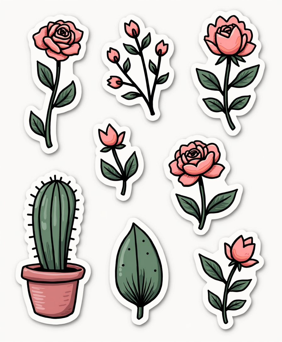 Flowers & Plants - Sticker Sheet v11